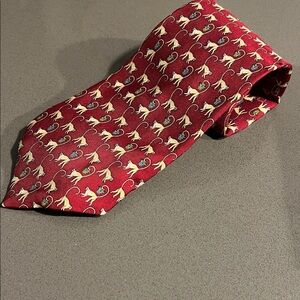 Brooks Brothers Red Silk Tie with Animal Motif 100% silk